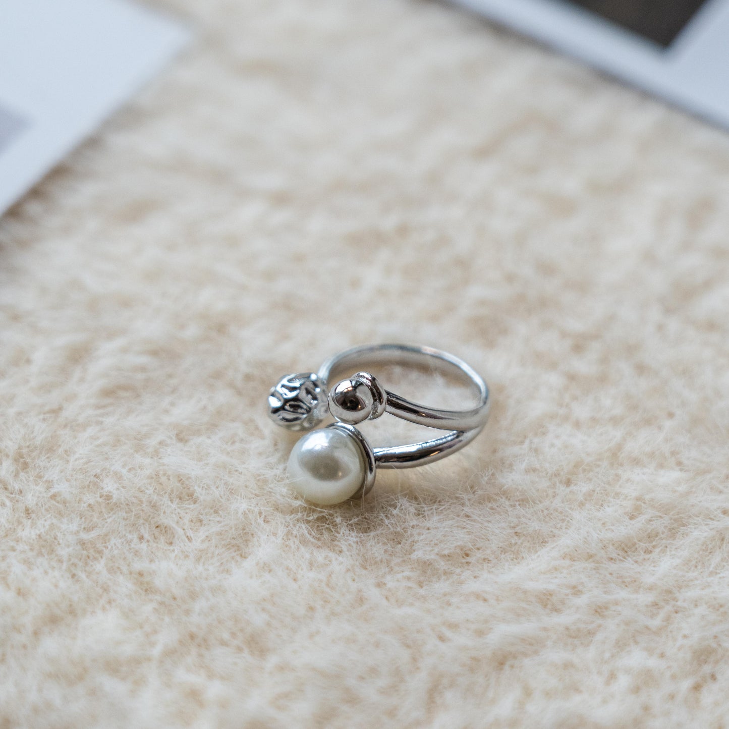 Pearl & Oval Gem Punk Adjustable Ring Collection