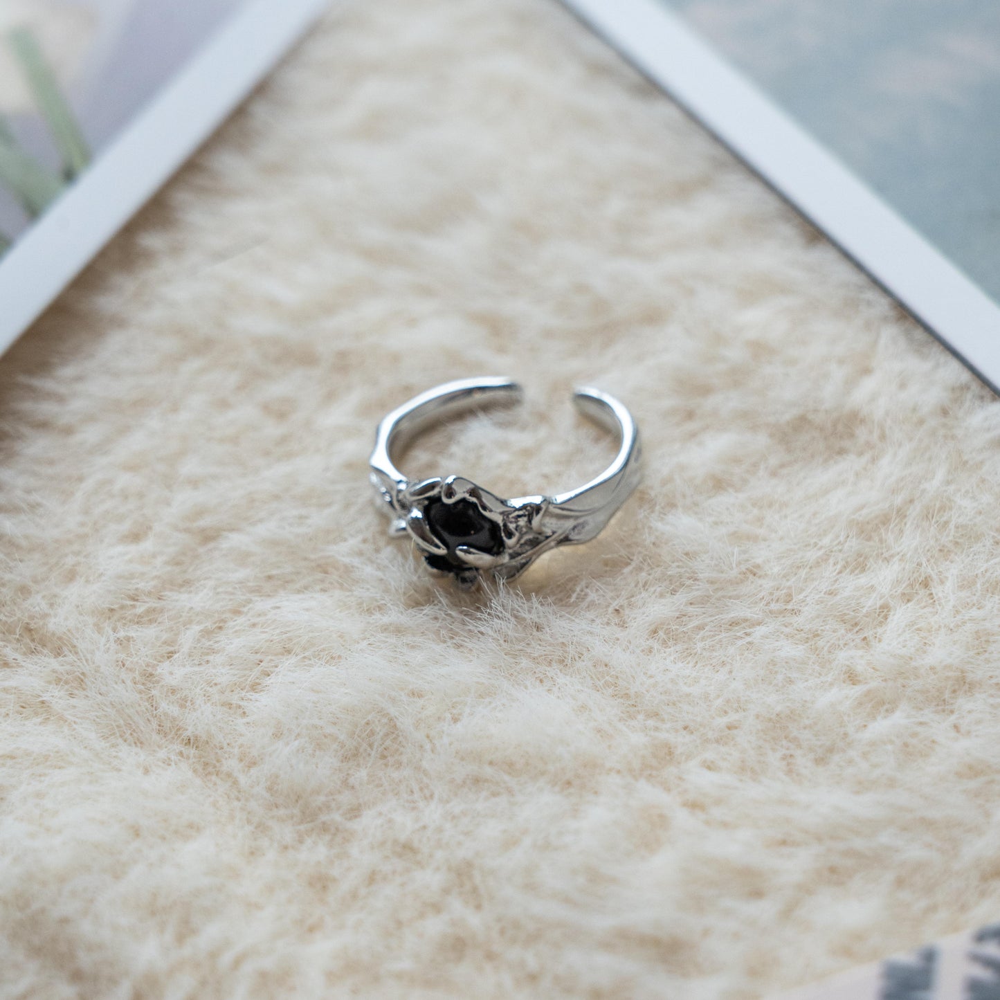 Black Onyx Pearl Punk Adjustable Ring Collection