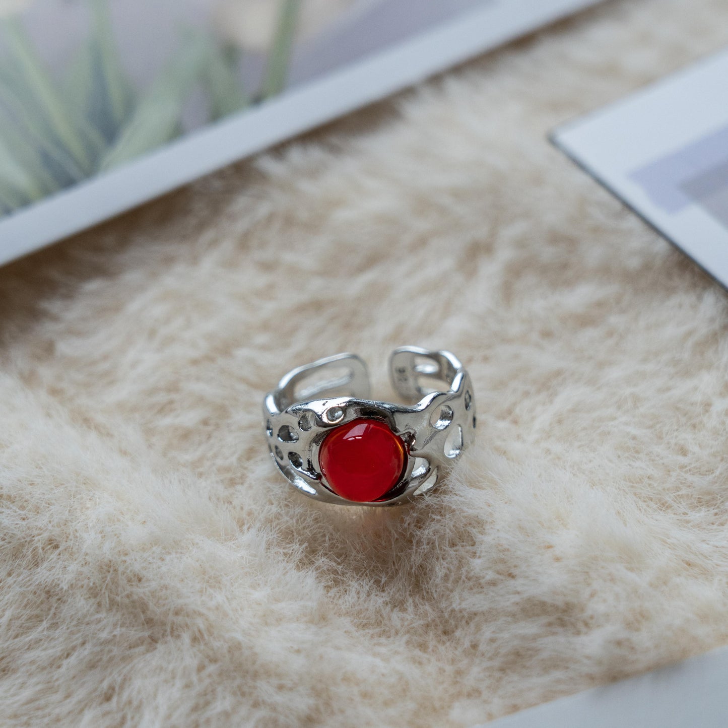 Red Gem Adjustable Ring Collection