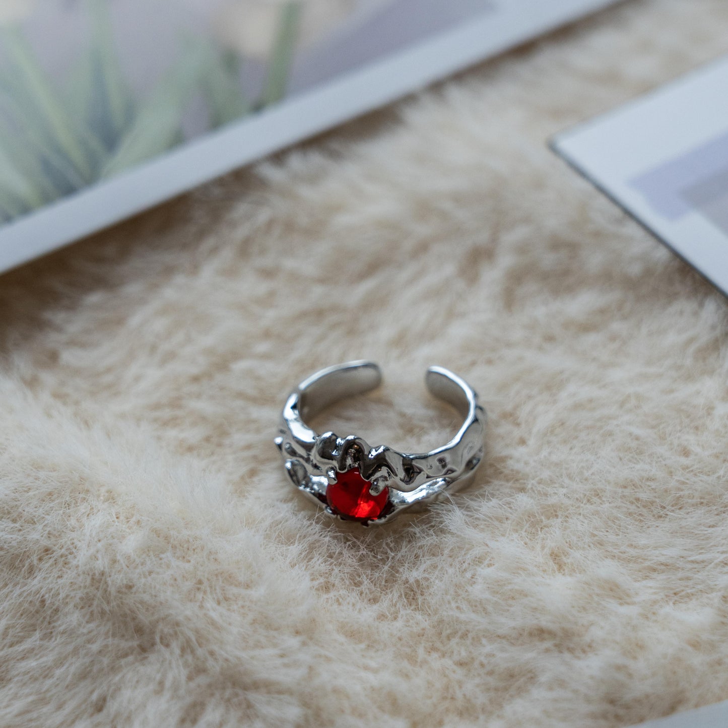 Red Gem Adjustable Ring Collection