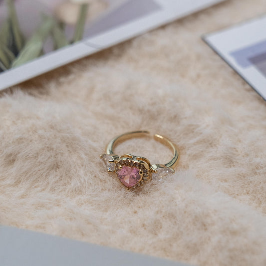 Vintage Style- Pink Gem Gold Ring