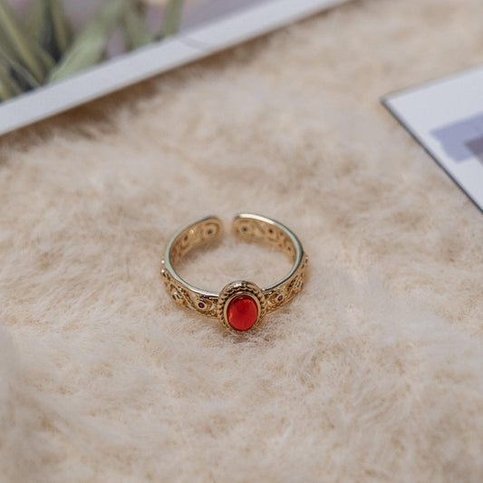 Vintage Style- Red Gem Ring