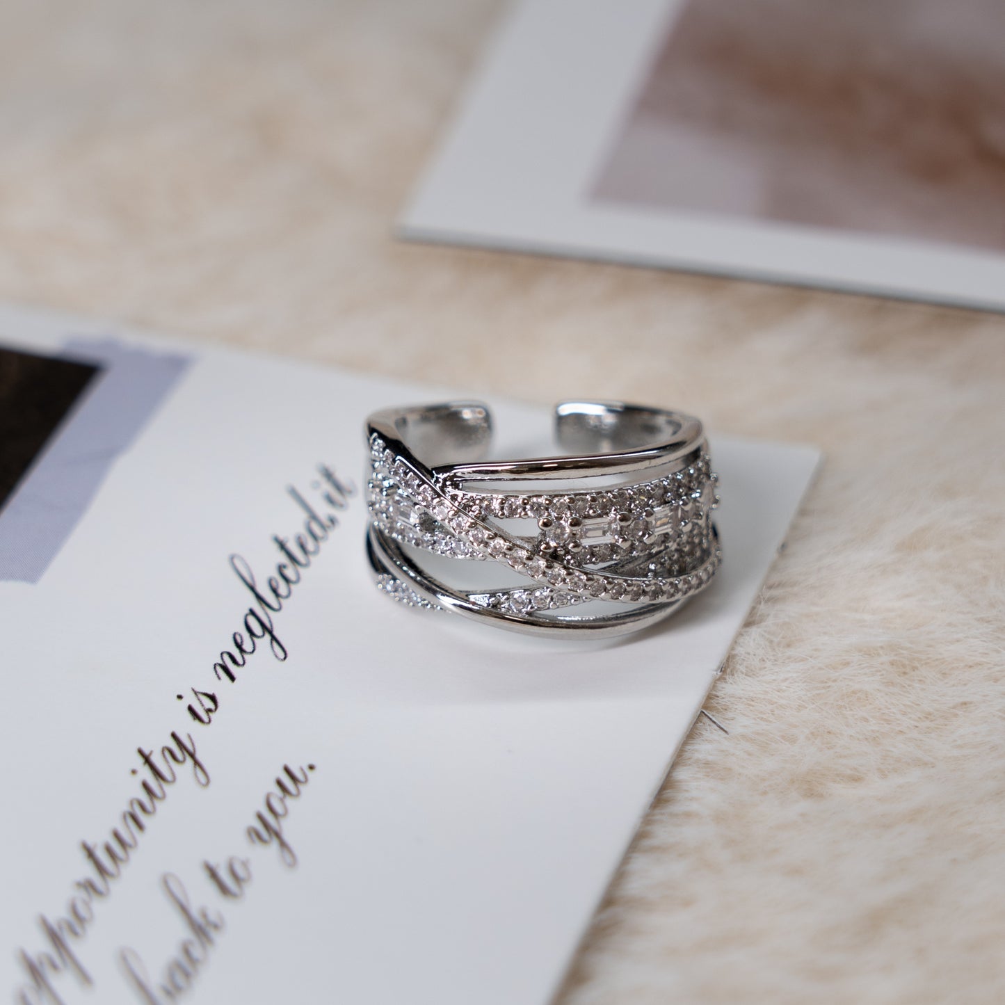 Zircon Crystal Punk Adjustable Ring Collection