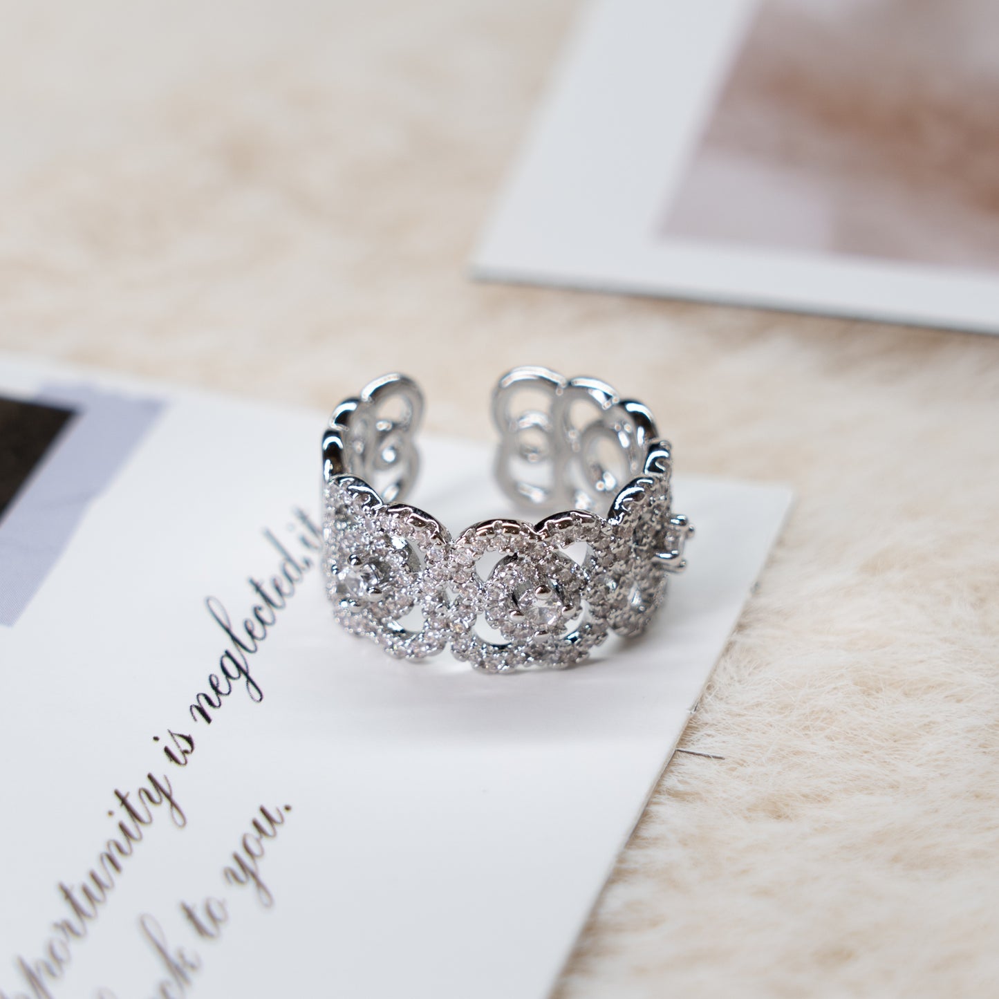 Zircon Crystal Punk Adjustable Ring Collection