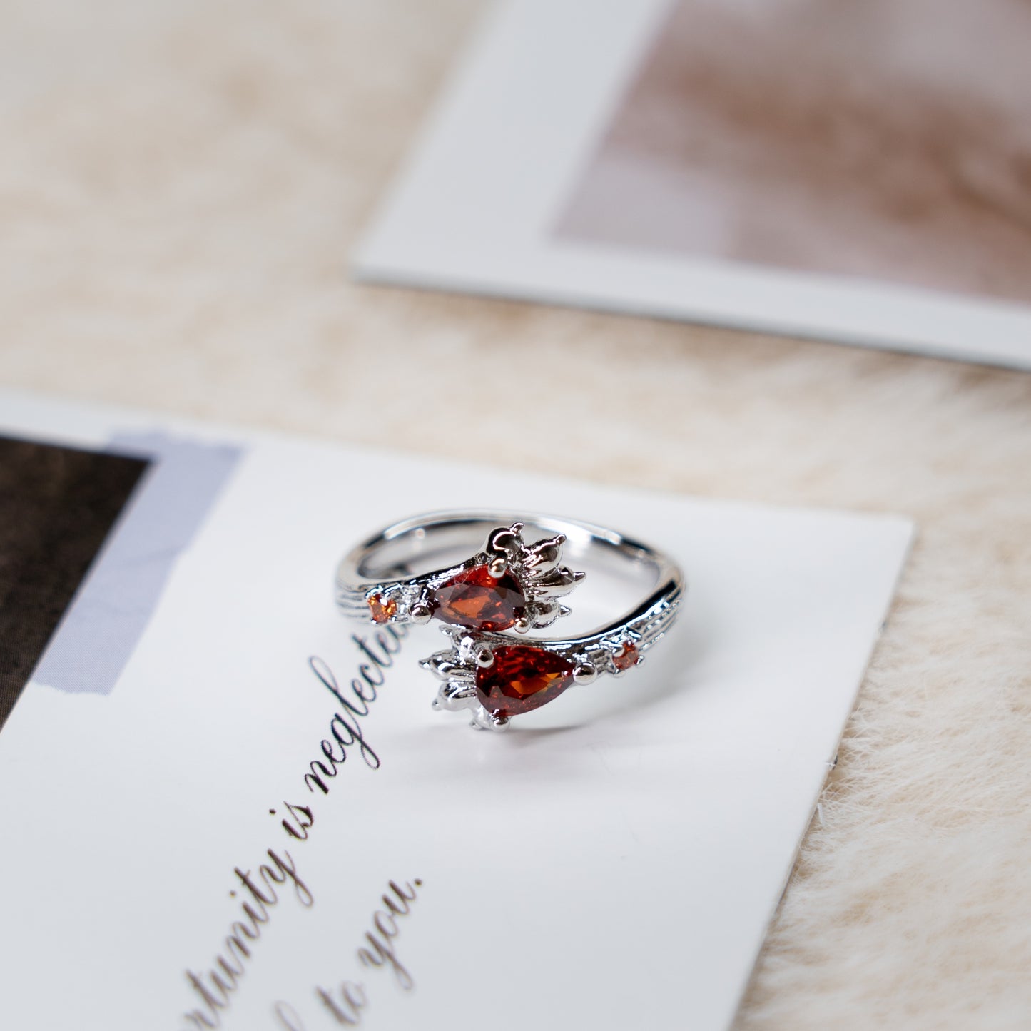 Red Gem Adjustable Ring Collection