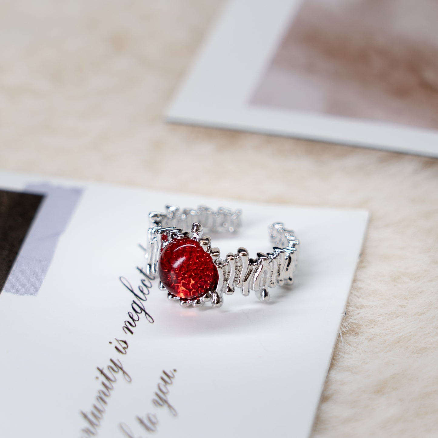 Red Gem Adjustable Ring Collection