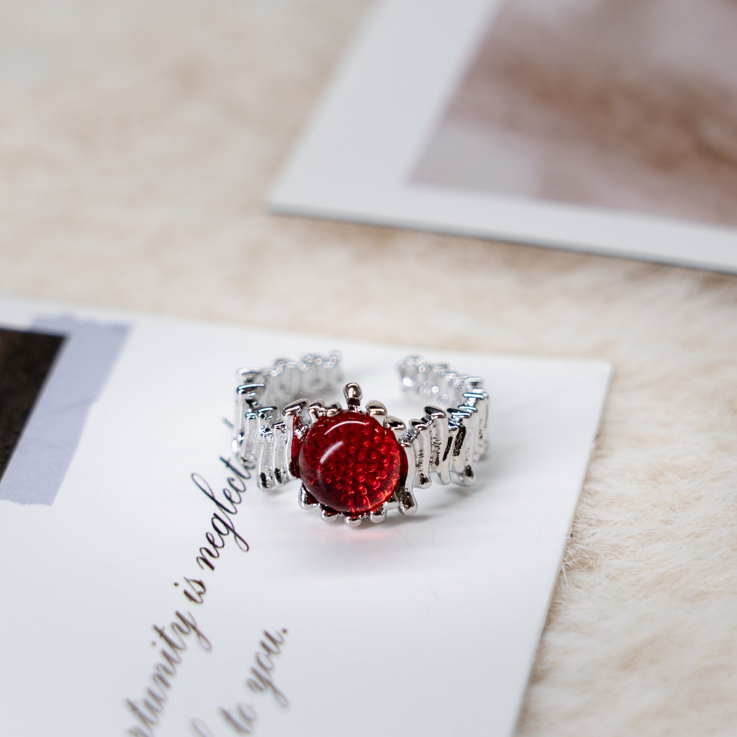 Red Gem Adjustable Ring Collection