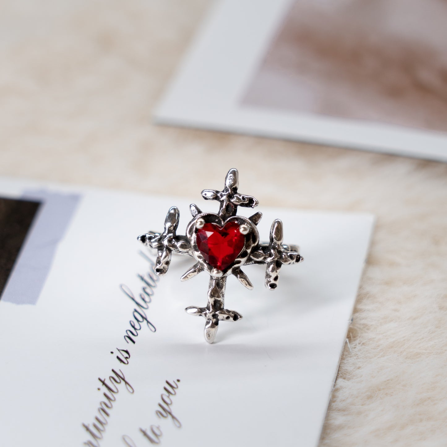 Red Gem Adjustable Ring Collection