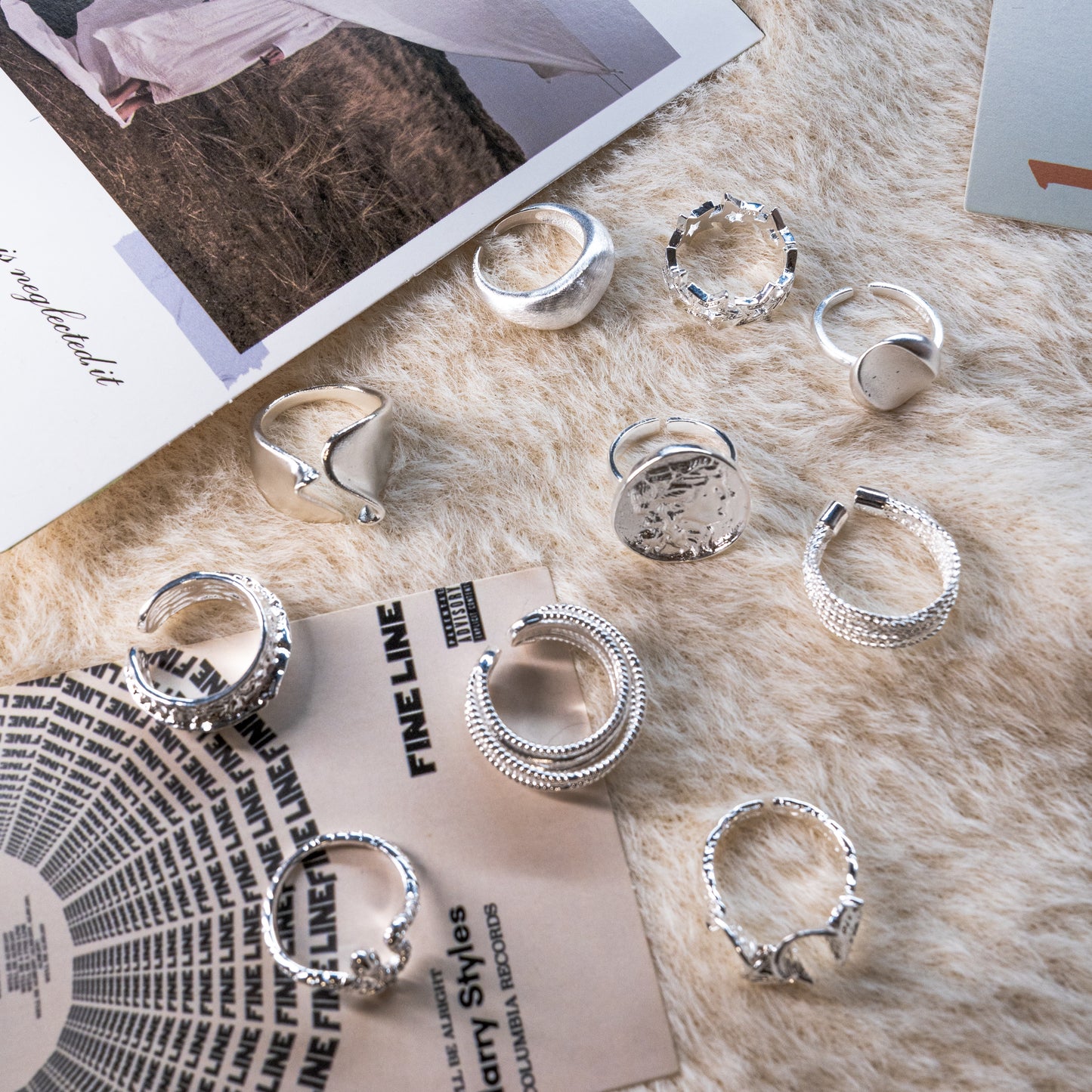 Punk Adjustable Sliver Ring Collection