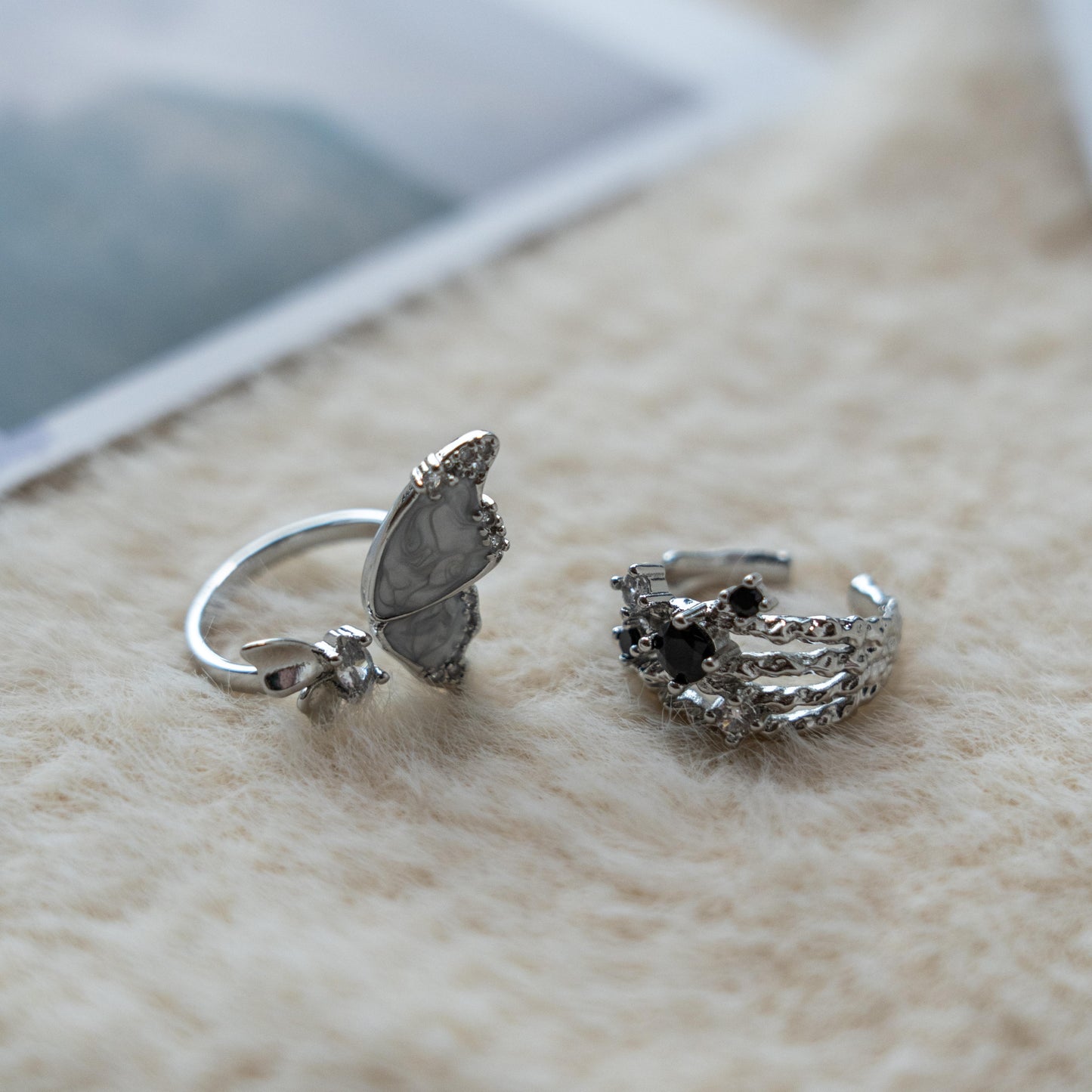 Moonstone Punk Adjustable Ring Collection