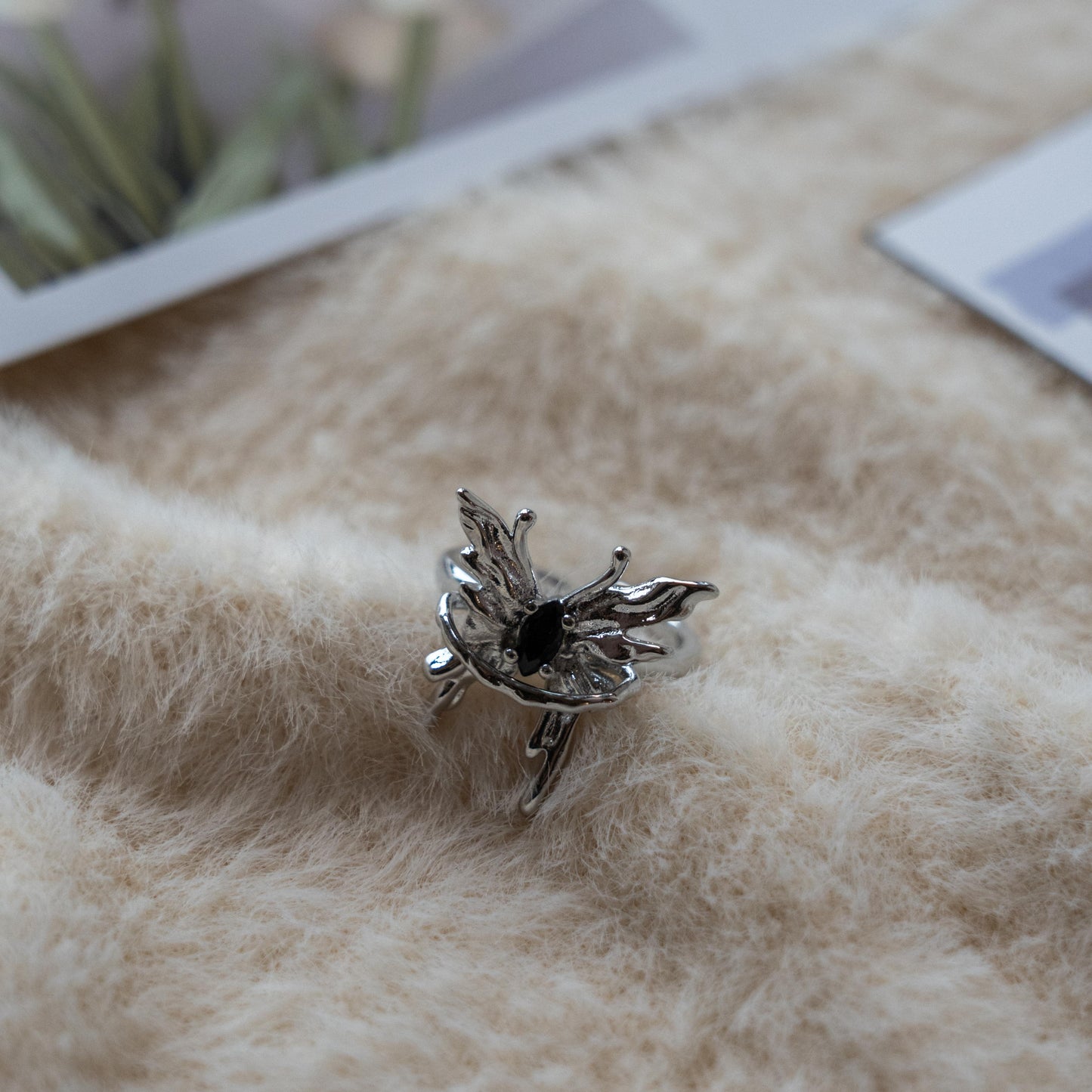 Black Onyx Pearl Punk Adjustable Ring Collection