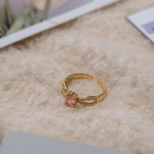 Vintage Style- Pink Gem Gold Ring