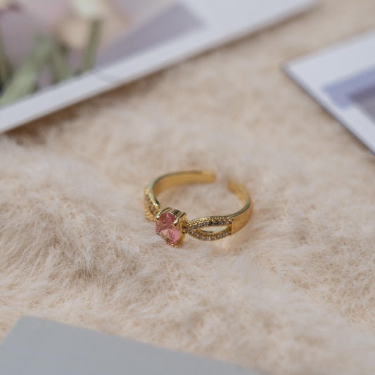 Vintage Style- Pink Gem Gold Ring