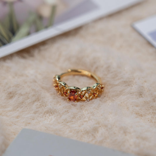 Vintage Style- Red Gem Gold Ring