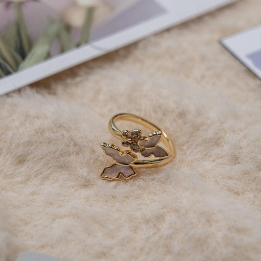 Vintage Style- Butterfly Enamel Gold Ring