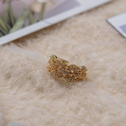 Vintage Style- Zirconia Stones Gold Ring