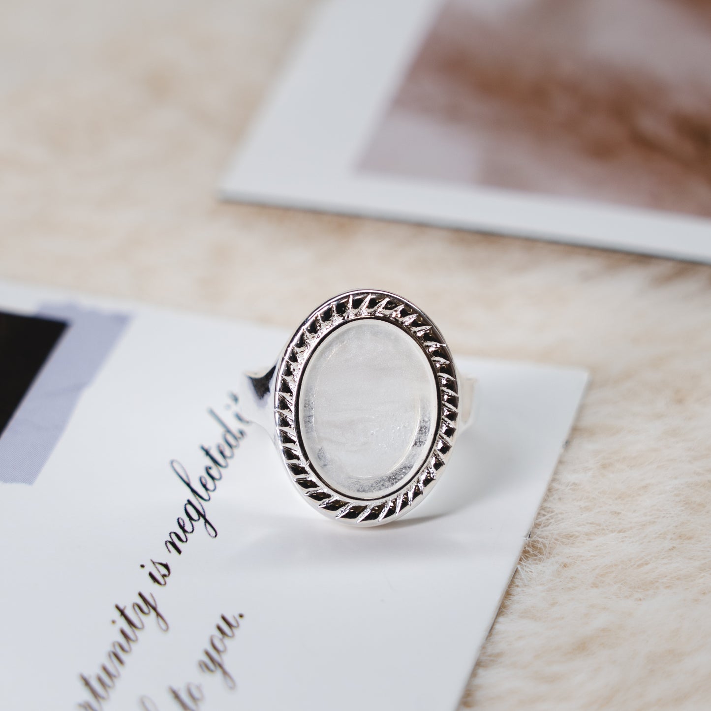 Pearl & Oval Gem Punk Adjustable Ring Collection