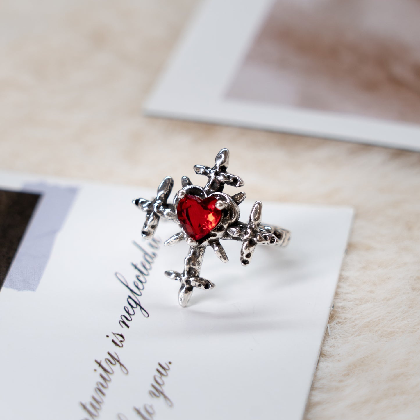 Red Gem Adjustable Ring Collection