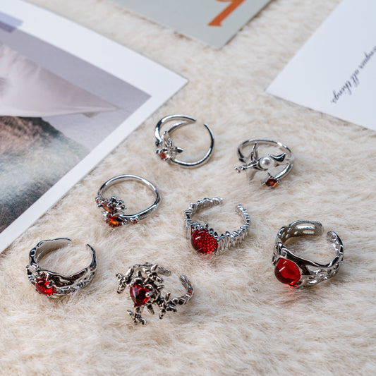 Red Gem Adjustable Ring Collection