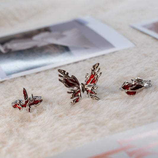 Red Enamel Punk Adjustable Ring Collection